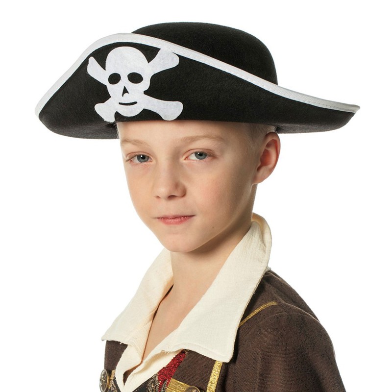 Piratenhut für Kinder Zweispitz mit Totenkopf 