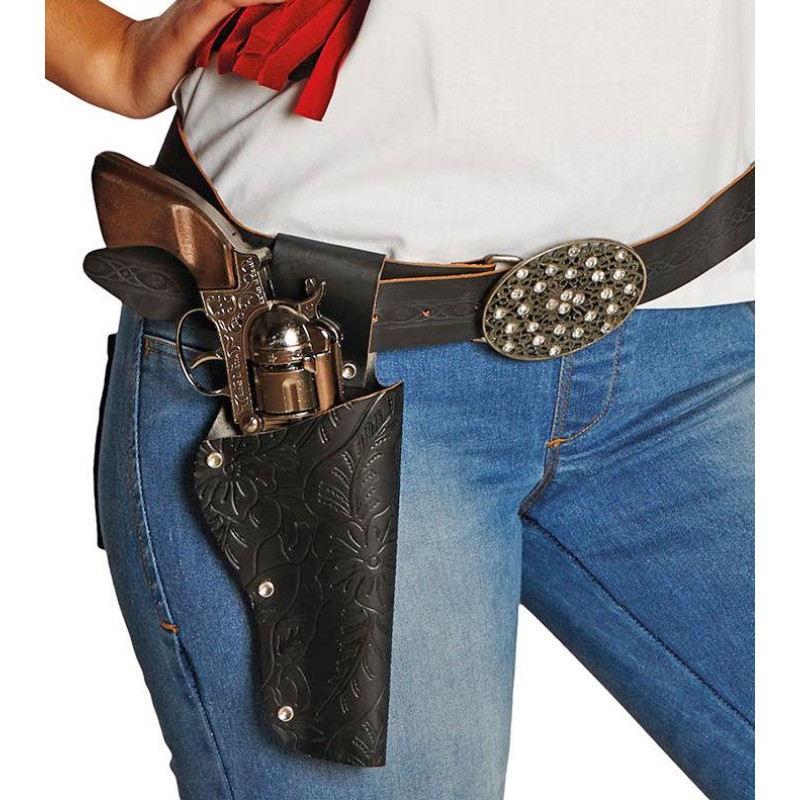Wild West Cowgirl Strumpfband & Mini Pistole und Holster von Smiffys Neu 