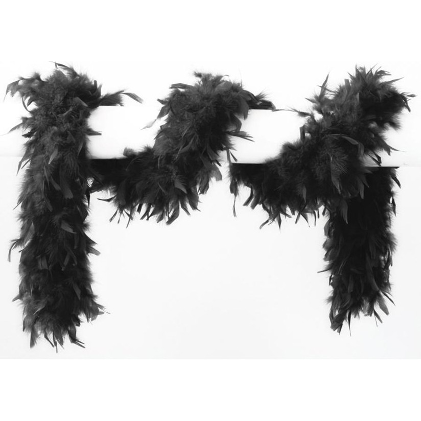 Glamour Federboa schwarz-weiß Federschal 180cm 20er 30er Charleston Kostüm #656 