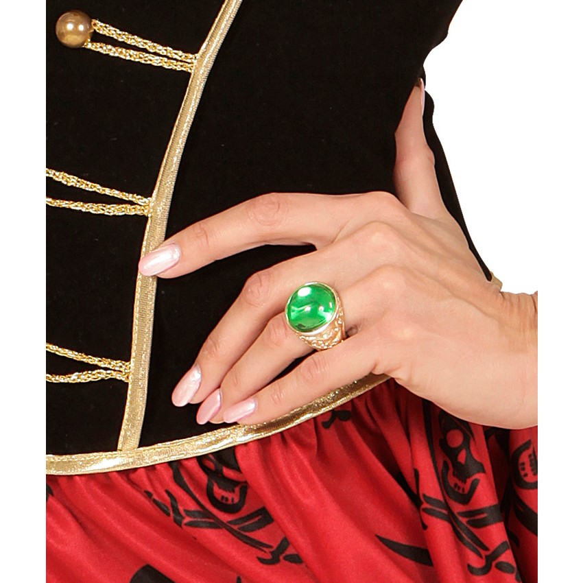 Piraten Ring mit grünem Stein NEU Zubehör Accessoire Karneval Fasching