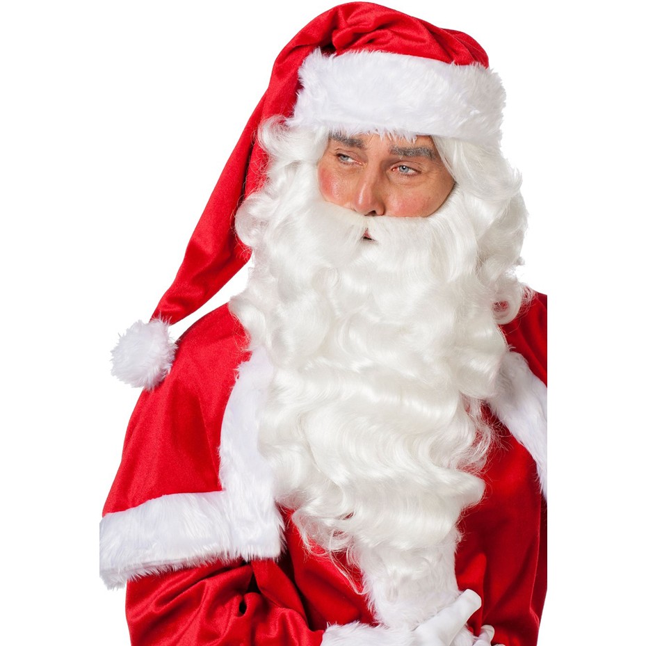 LUXUS WEIHNACHTSMANN SET Nikolaus Perücke mit Bart Weihnachtsmannbart Kostüm 