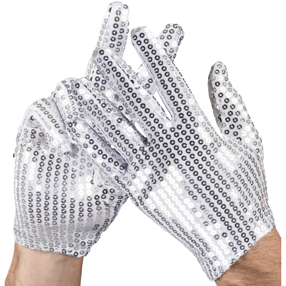 Pailletten-Handschuhe silber zu Kostüm Karneval Fasching Halloween Orl 