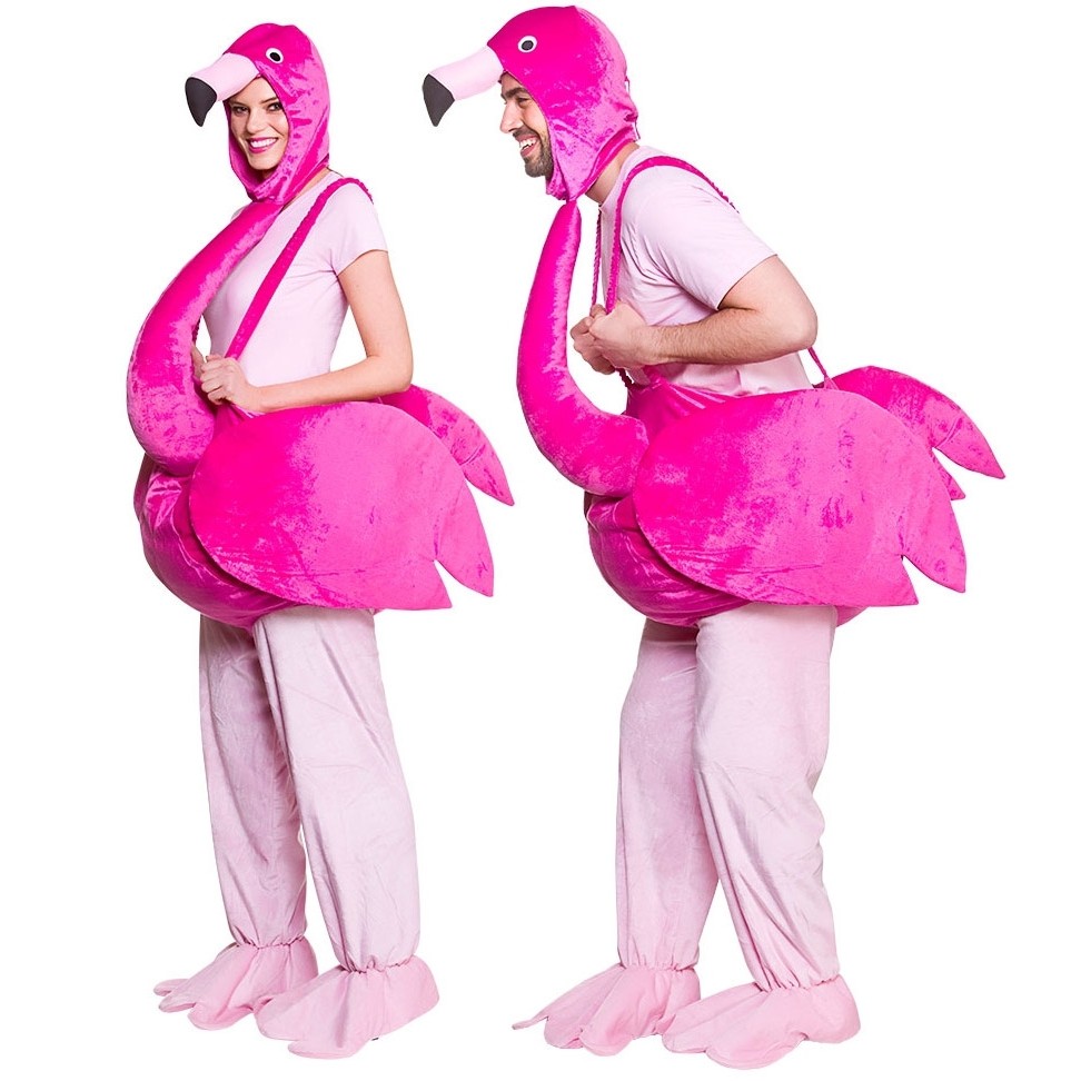 Lustiges Flamingo Damenkostüm Kleid für Damen Pink Vogel Kostüm Tierkostüm 