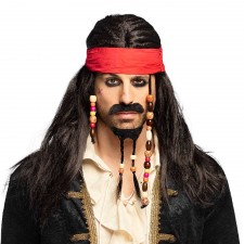Curley Piraten Perücke Braune Charakter Kostüm Zubehör Karibik Haar 