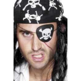 Piratenklappe mit Ohrring Pirat Set Piratenschmuck Piraten Kostüm Augenklappe 