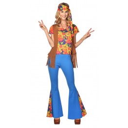 Hippie Verkleidung 70er Jahre Flower Power Kostüm Set mit Stirnband und Stulpen 