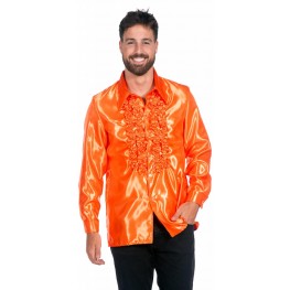 Kostüm Orangefarbenes 70er Jahre Discohemd Aus Satin 