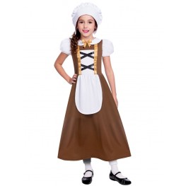 Kleid mit Haube Zofe #661 Magd Bäuerin Mittelalter Mädchen Kinder Kostüm