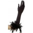 Schwarze Elastan-Handschuhe mit Federn