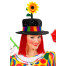 Crazy Clowns Hut mit Haaren und bunter Blume