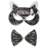 Glitter Katzen Maske schwarz-silber