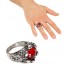 Piraten Totenkopf Ring mit rotem Juwel