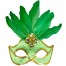 Venezianische Maske mit Federn neon-grün