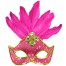 Venezianische Maske mit Federn neon-pink
